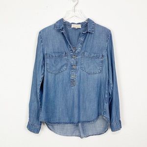 Side Stitch Light Denim Popover Shirt
